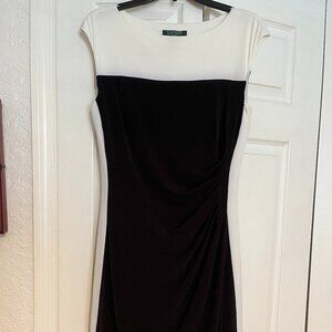 Black  sleevless dress with White side trim & top by Ralph Lauren